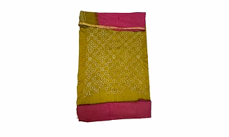 Mahendi & Gajari Color Cotton Satin Bandhani Dress Material