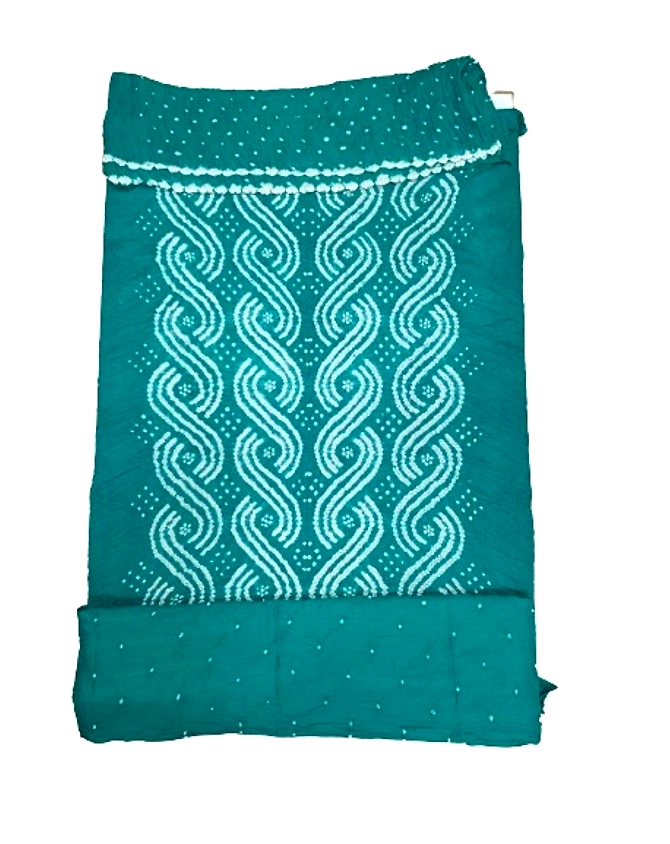 All Over Sea Green Color Cotton Satin Bandhani Dress Material-KSB2X-12815