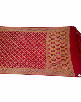 All Over Maroon Color Dupion Silk Bandhani Saree