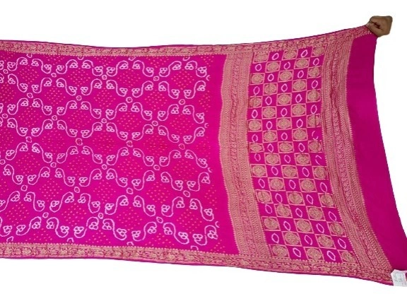 All Over Pink Color Gaji Silk Bandhani Saree-KSA7X-10073