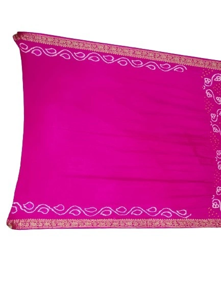 All Over Pink Color Gaji Silk Bandhani Saree-1