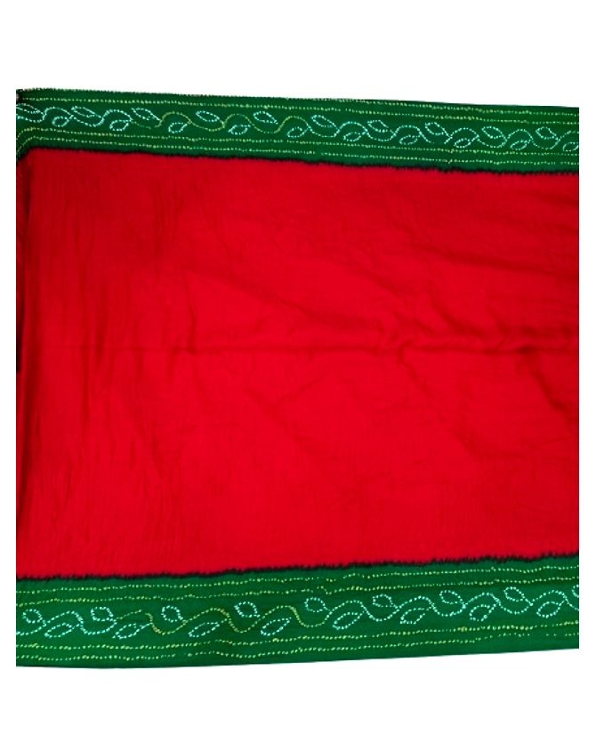 Green &amp; Red Color Gaji Silk Bandhani Saree-2
