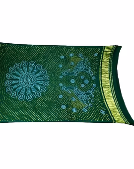 All Over Green Color Green Gaji Silk Bandhani Dupatta