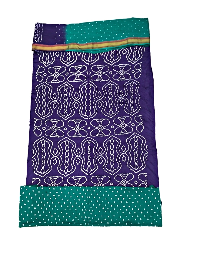 Bandhani Dress Material Jambali And Sea Green Color Fancy Design Cotton Satin Dress Material-KSB2X-10814