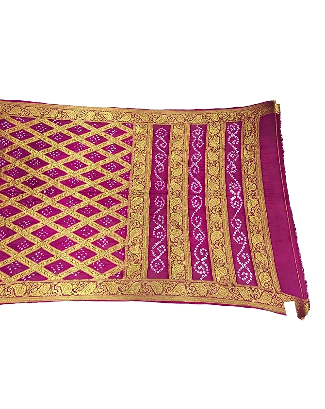 Bandhani Saree All Over Purple Color Junglow Design Art silk Saree-10470