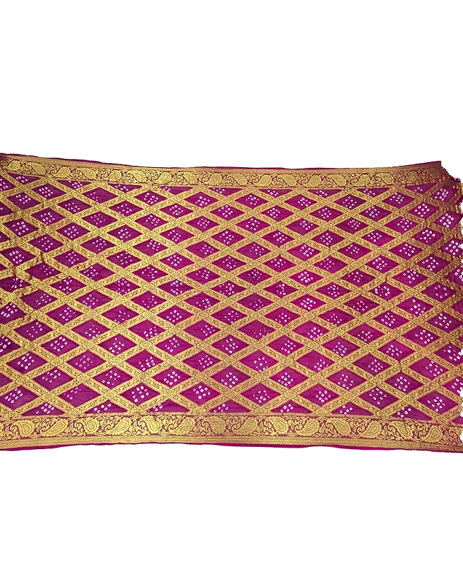 Bandhani Saree All Over Purple Color Junglow Design Art silk Saree-1
