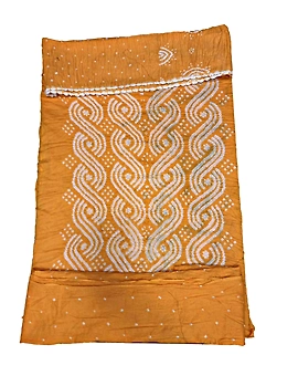 All Over Golden Color Cotton Satin Bandhani Dress