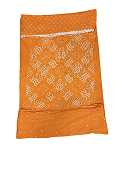 All Over Golden Color Cotton Satin Bandhani Dress