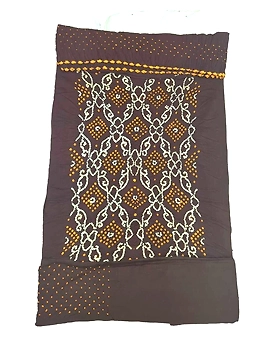 All Over Chocolate Color Cotton Satin Bandhani Dress