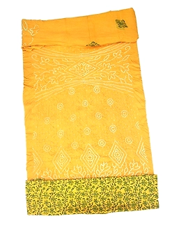 All Over Golden Color Cotton Satin Bandhani  Dress