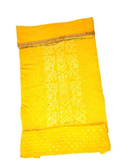 All Over Golden Color Cotton Satin Bandhani Dress