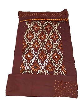 All Over Chocolate Color Cotton Satin Bandhani Dress
