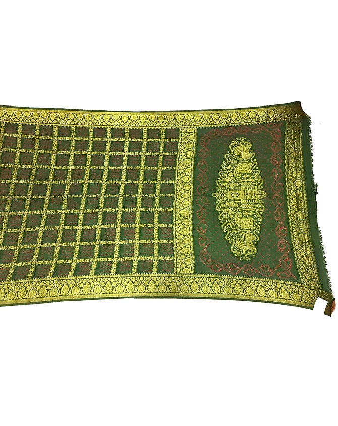 All Over Dark Green Color Art Silk Bandhani Saree-KSA3X-10222