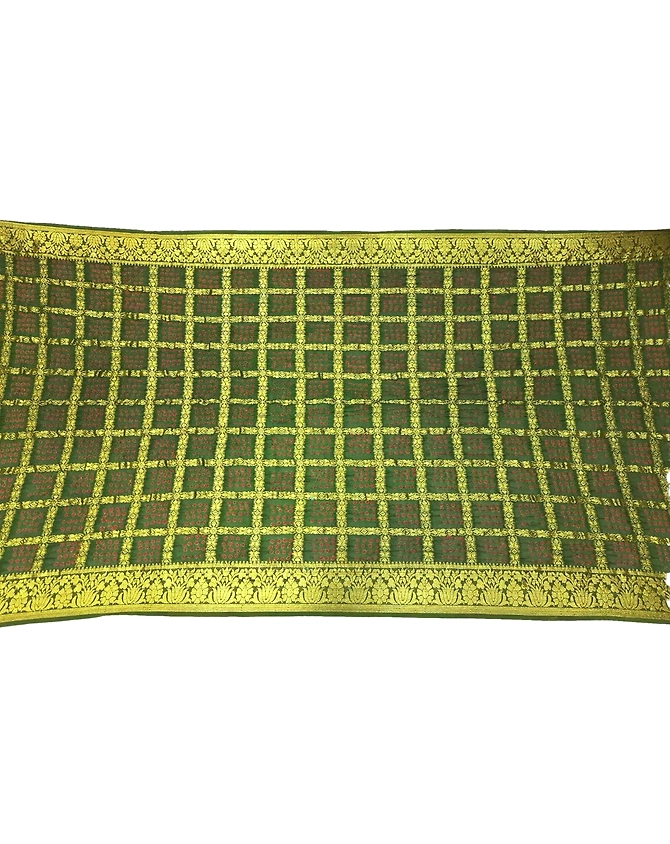 All Over Dark Green Color Art Silk Bandhani Saree-1