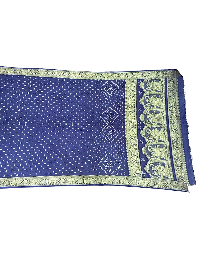 All Over Blue Color Art Silk Bandhani Saree-2