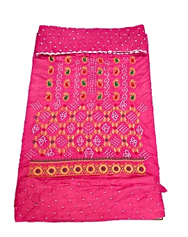 All Over Pink Color Cotton Satin Bandhani Dress