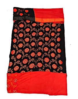Black & Orange Color Cotton Satin Bandhani Dress