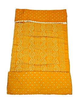 All Over Yellow Color Cotton Satin Bandhani Dress