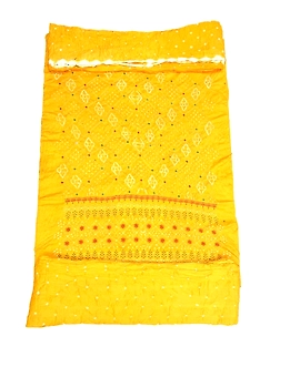 All Over Yellow Color Cotton Satin Bandhani Dress