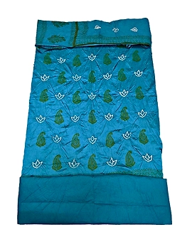 All Over Indigo Color Cotton Satin Bandhani Dress
