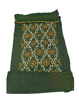 All Over Green Color Cotton Satin Bandhani Dress