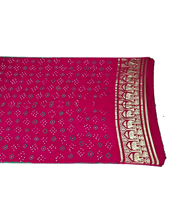 All Over Pink color Art Gaji Bandhani Dupatta-KSH3X-9446