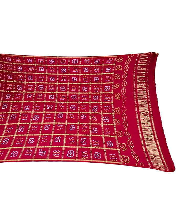 All Over Pink Color Pure Gaji Silk Bandhani Dupatta-KSH7X-10009