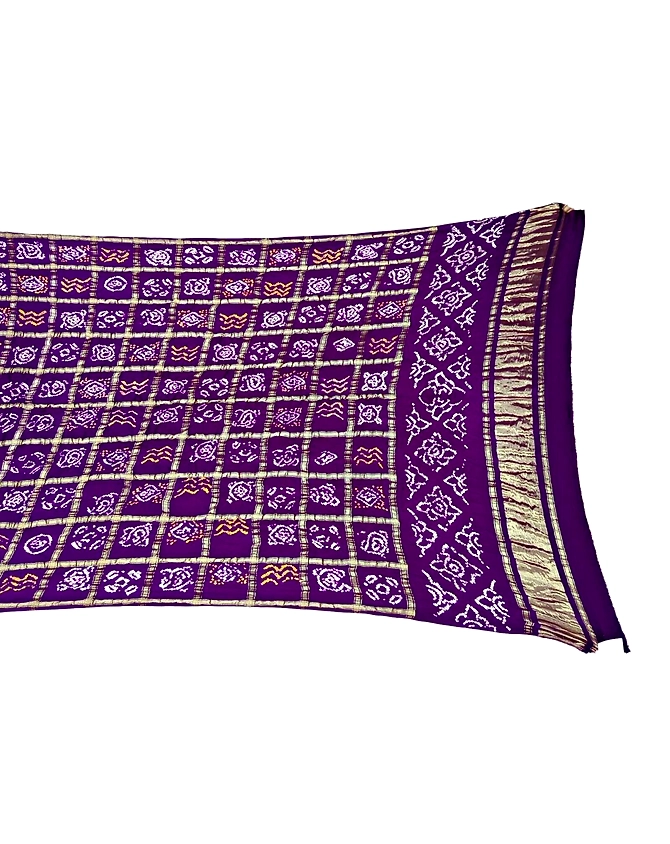 All Over Purple Color Pure Gaji Silk Bandhani Dupatta-KSH7X-10018