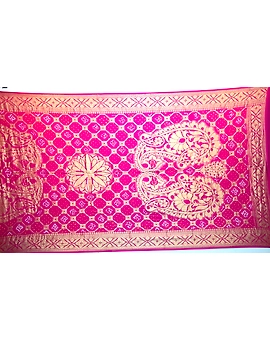 All Over Pink Color Pure Gaji Silk Bandhani Dupatta