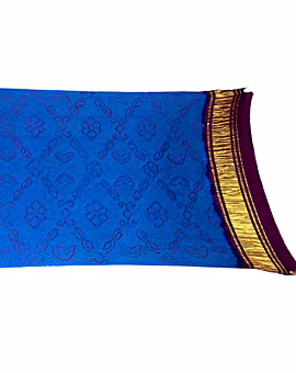 Sky Blue & Majenta Color Pure Gaji Silk Bandhani Dupatta