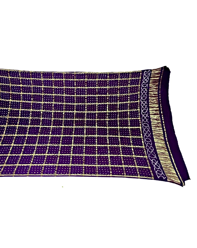 All Over Purple Color Pure Gaji Silk Bandhani Dupatta-KSH7X-9999