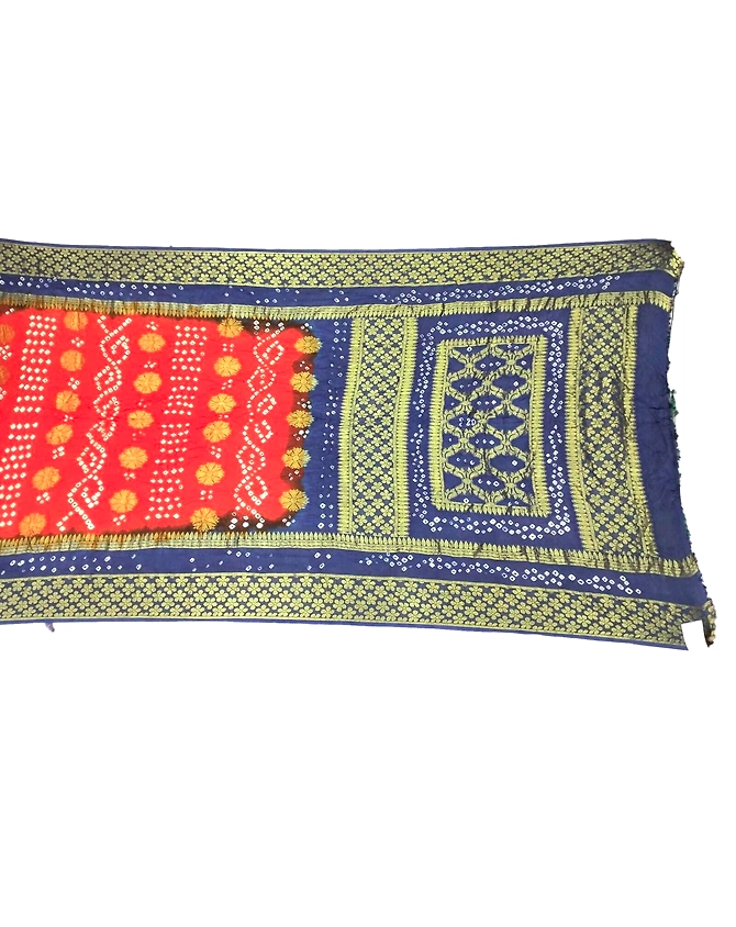 Jambali &amp; Orange Color Art Silk Bandhani Saree-3