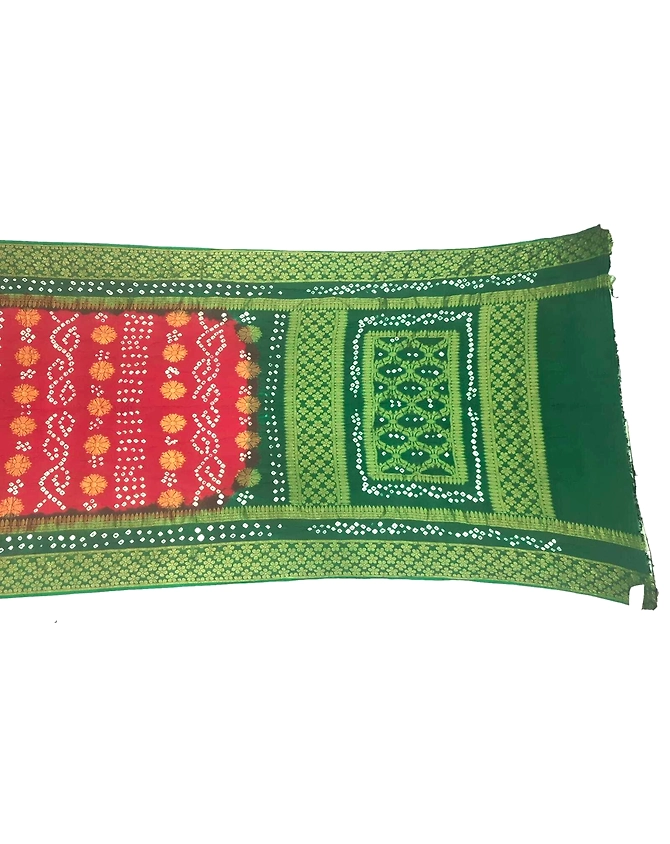 Red &amp; Green Color Art Silk Bandhani Saree-KSA3X-10030