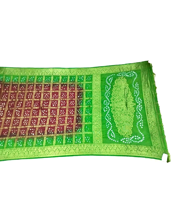 Maroon &amp; Popati Color Art Silk Bandhani Saree-KSA3X-10077
