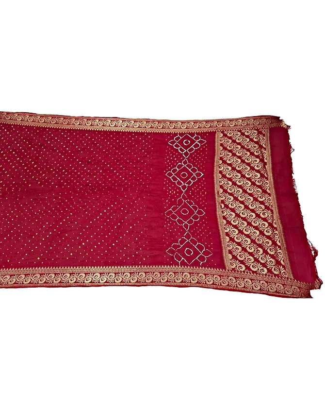 All Over Red Color Art Silk Bandhani Saree-KSA3X-10125