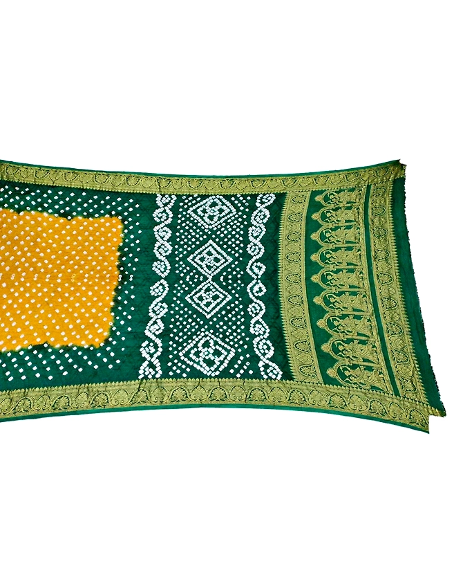 Rust &amp; Green Color Art Silk Bandhani Saree-KSA3X-10293