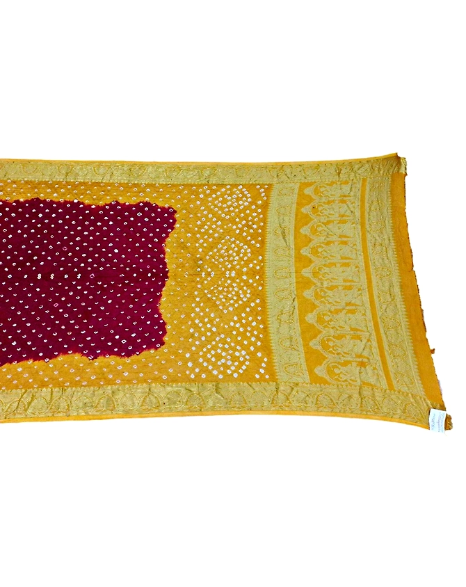 Golden &amp; Maroon Color Art Silk Bandhani Saree-KSA3X-10312