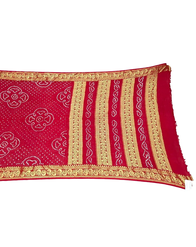 All Over Red Color Art Silk Bandhani Saree-KSA3X-10365