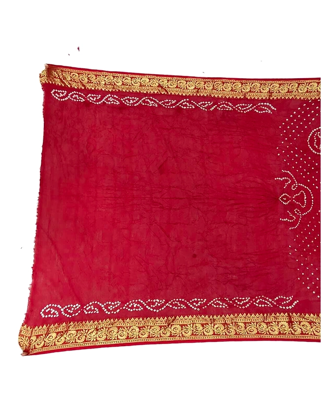 All Over Red Color Art Silk Bandhani Saree-2