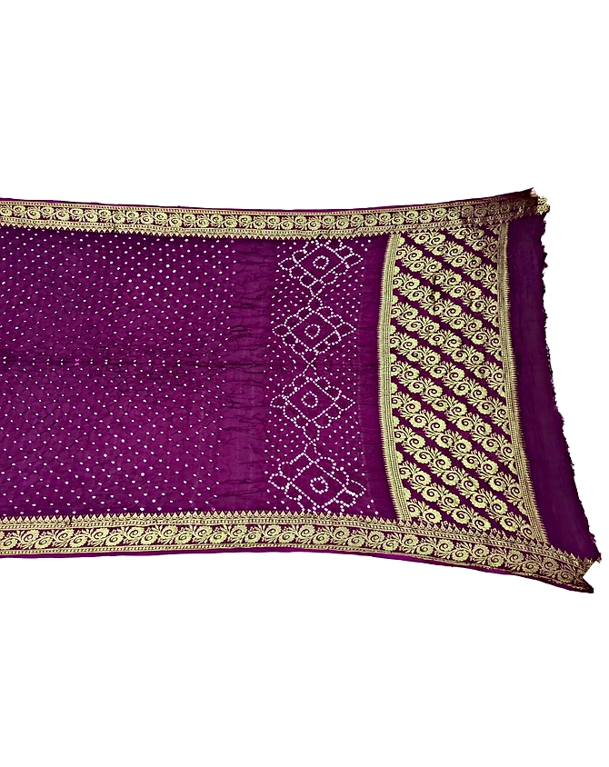 All Over Magenta Color Art Silk Bandhani Saree-KSA3X-10397