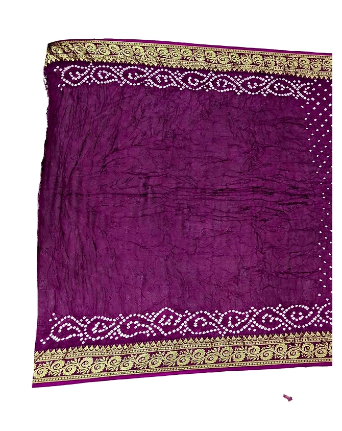 All Over Magenta Color Art Silk Bandhani Saree-2