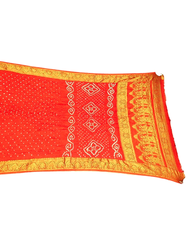 All Over Orange Color Art Silk Bandhani Saree-KSA3X-10433