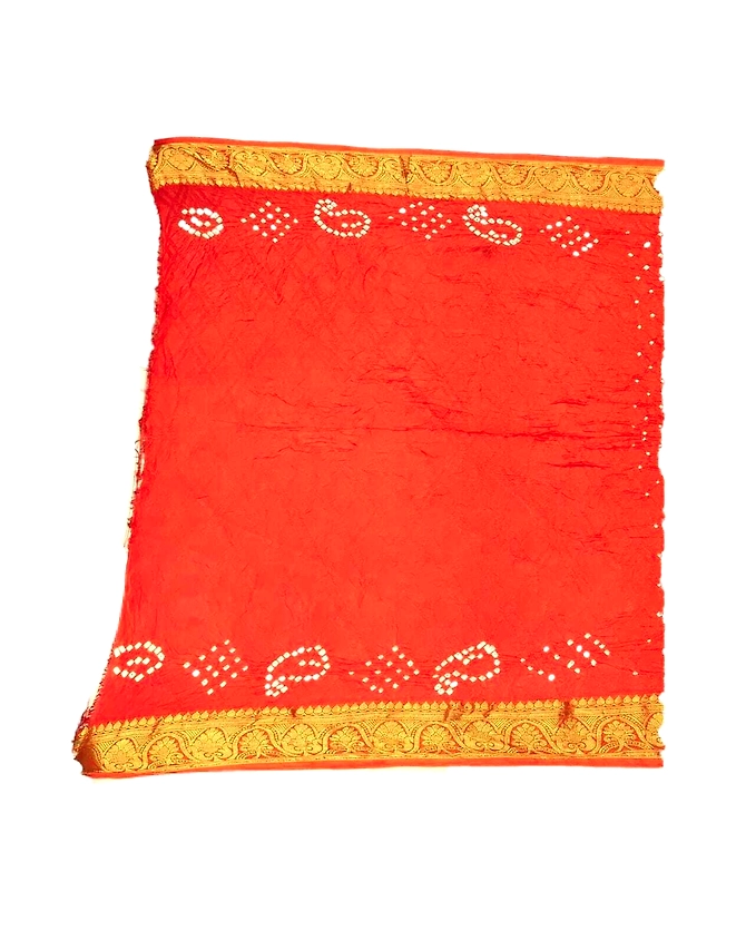 All Over Orange Color Art Silk Bandhani Saree-2