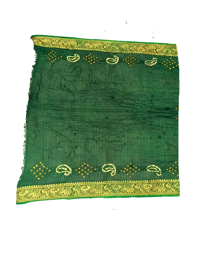 All Over Green Color Art Silk Bandhani Saree-2