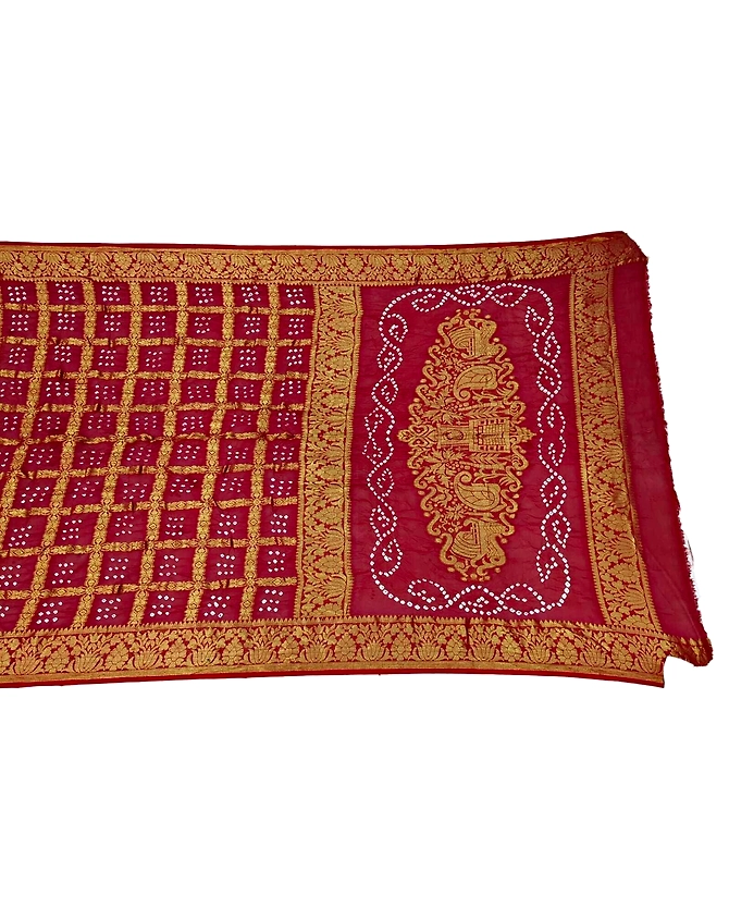 All Over Maroon Color Art Silk Bandhani Saree-KSA3X-10567