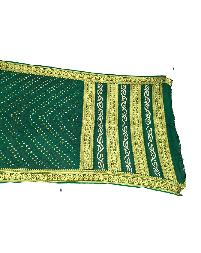 All Over Green Color Art Silk Bandhani Saree-KSA3X-10580