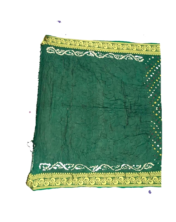 All Over Green Color Art Silk Bandhani Saree-2