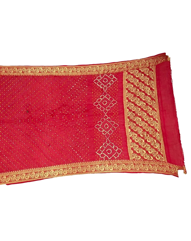 All Over Red Color Art Silk Bandhani Saree-KSA3X-10593