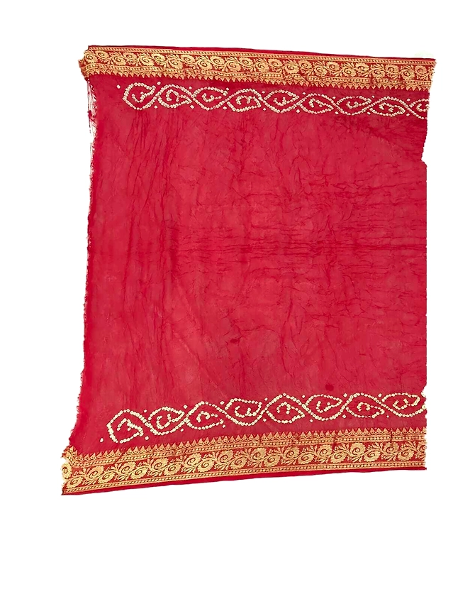 All Over Red Color Art Silk Bandhani Saree-2