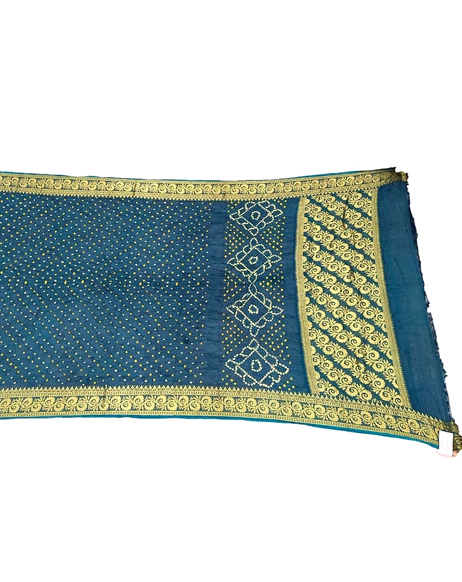 All Over Indigo Color Art Silk Bandhani Saree-KSA3X-10647